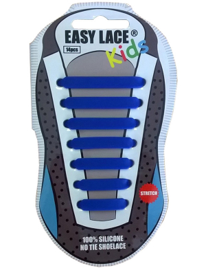 Easy Lace® Kids Flat Silicone Shoelaces 14pc - Blue